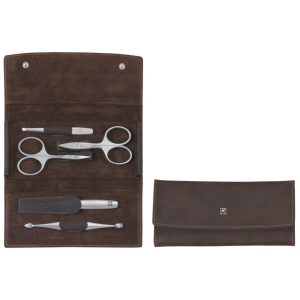 ZWILLING TWINOX Zestaw podróżny - brązowe skórzane etui, 5 elementów