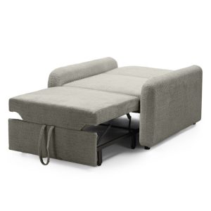 Sofa z funkcją spania Luno, brązowoszara, boucle, obłe kształty