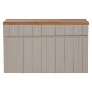Zestaw Iconic Cashmere szafka pod umywalkę z blatem 80 cm, lamele, szarobeżowa/dąb coast evoke