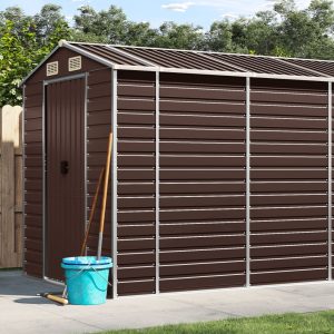 Domek narzędziowy metalowy 191x555 cm 10,6 m² jasnobrązowy, stal galwanizowana