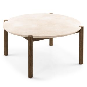 Stół do jadalni Bruna, 150 cm, okrągły, dąb mocha/marmur cream