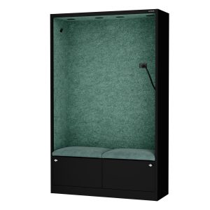 Kabina akustyczna SALLY MentalBox 1150 mm – czarny korpus, zielone siedzisko