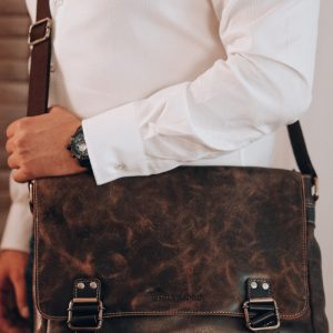 Beltimore torba męska na ramię skórzana Duża brązowa M85
