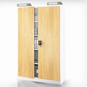 Szafa biurowa metalowa Biały/ Złoty dąb: Eco Design JAN II