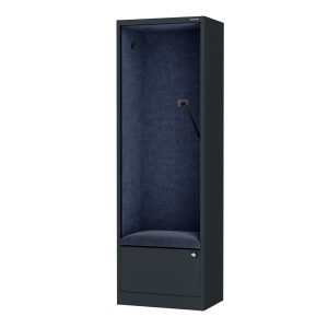 Kabina akustyczna SALLY MentalBox 600 mm – antracytowy korpus, granatowe siedzisko