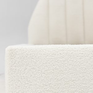 Łóżko Vertical Round 140/160x200 cm ze stelażem i pojemnikiem, białe, boucle