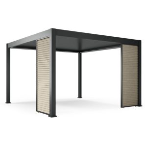 Wolnostojąca pergola ogrodowa Lumera z aluminium, 4x4 m, bioklimatyczna, oświetlenie LED, elektryczna, antracytowa
