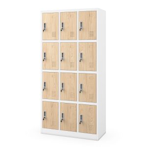 Szafka skrytkowa socjalna BHP MARCIN, 900 x 1850 x 400 mm, Eco Design: biała/dąb sonoma