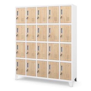 Szafa skrytkowa socjalna BHP biała/dąb sonoma: Eco Design ROBERT, 1360 x 1720 x 450 mm