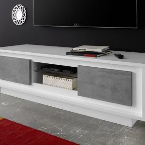 Szafka RTV biała / szara mat 156 cm Paradise