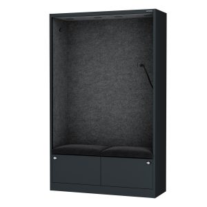 Kabina akustyczna SALLY MentalBox 1150 mm – antracytowy korpus, szare siedzisko