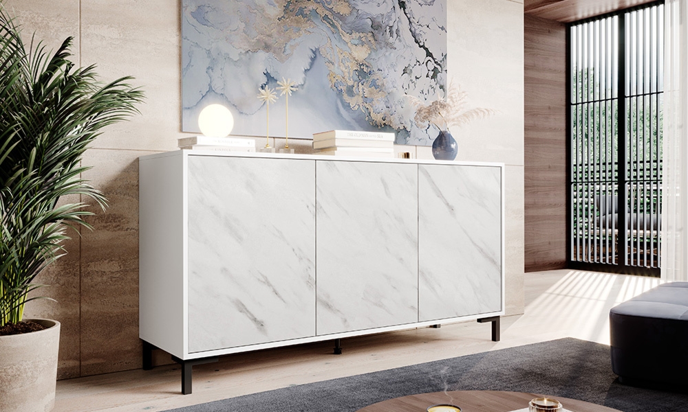 Komoda z drzwiami biała mat 150 cm Latina