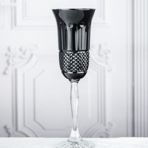 Crystal Julia Kieliszki do szampana prosecco 6 sztuk czarne szlif francuski