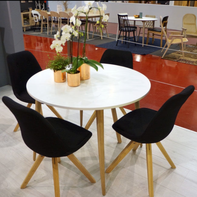 Stół okrągły biały / dąb sonoma mat 100 cm Oslo