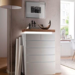 Komoda z szufladami biała / dąb mat 73 cm Ramona