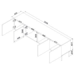 Szafka RTV czarna mat 200 cm Linea