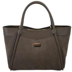 Elegancka torebka ze skóry zamszowej - Beżowa ciemna