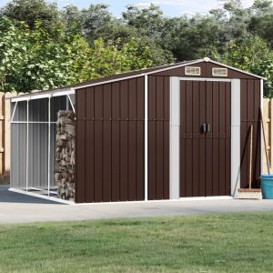 Domek narzędziowy metalowy 277x279 cm 7,7 m² brązowy, stal galwanizowana