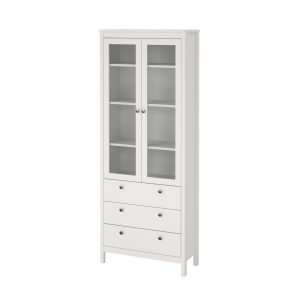 Witryna dwudrzwiowa z szufladami biała mat 78 x 199 cm Madrid
