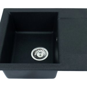Alveus GEM 20 kol. 91 CZARNY zlew Granital 1 kom (59x50x18) z syfonem Fi114 manualnym