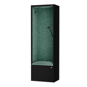 Kabina akustyczna SALLY MentalBox 600 mm – czarny korpus, zielone siedzisko