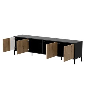 Szafka RTV dąb artisan / czarna mat 200 cm Arden