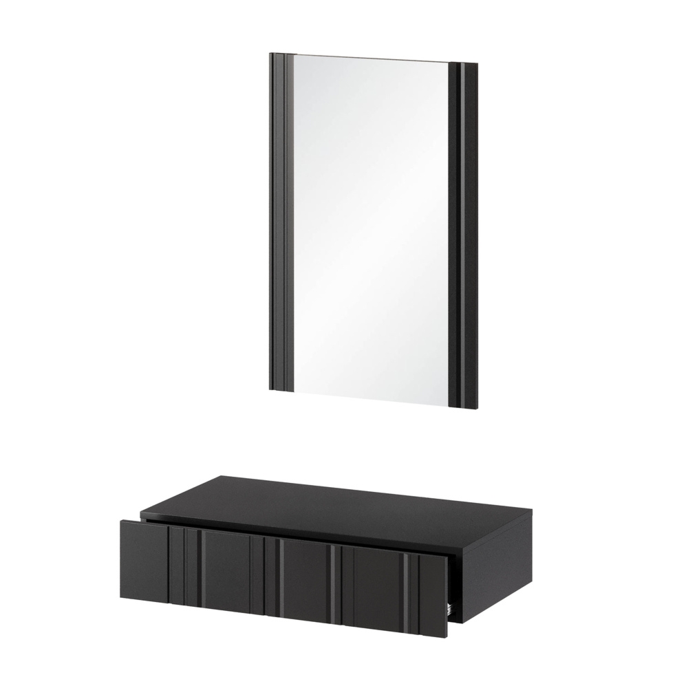 Toaletka z lustrem wisząca czarna mat 70 cm Milo