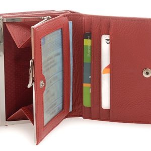 Portfel damski skórzany lakierowany bigiel trzy komory niebieski L65