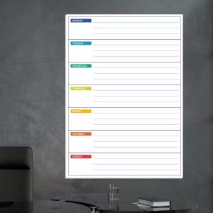 Tablica suchościeralna lean planer tygodniowy angielski 045