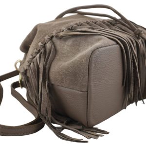 Torebka skórzana boho style - Beżowa ciemna