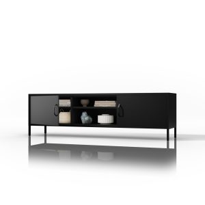 Szafka RTV długa XL czarna ROSARIA 1700 x 400 x 500 mm