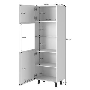 Witryna jednodrzwiowa czarna mat 60 x 182 cm Malia