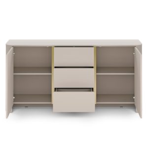 Komoda dwudrzwiowa z szufladami Bari 168 cm, zaokrąglona, cashmere gold