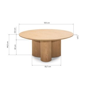 Okrągły stolik kawowy Torino 100 cm, dąb naturalny