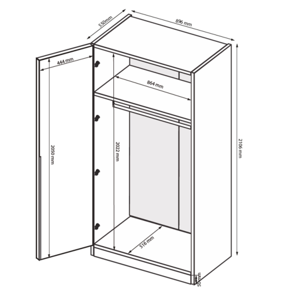Szafa dwudrzwiowa antracyt / grafit mat 90 x 210 cm Teo