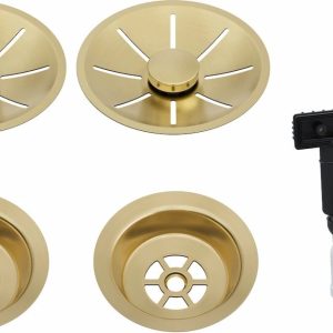 BLANCO Armatura odpływowo-przelewowa 2x3,5" z InFino i elementami stalowymi satin gold