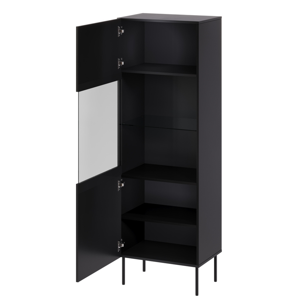 Witryna jednodrzwiowa czarna mat 60 x 180 cm Milo