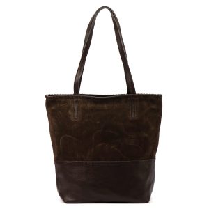 Vera Pelle damska shopperbag skóra naturalna i zamsz duża torebka na ramię