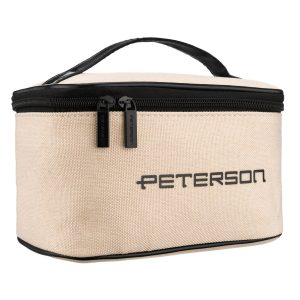 Beżowo-czarna kosmetyczka z tkaniny syntetycznej, jednokomorowa - Peterson