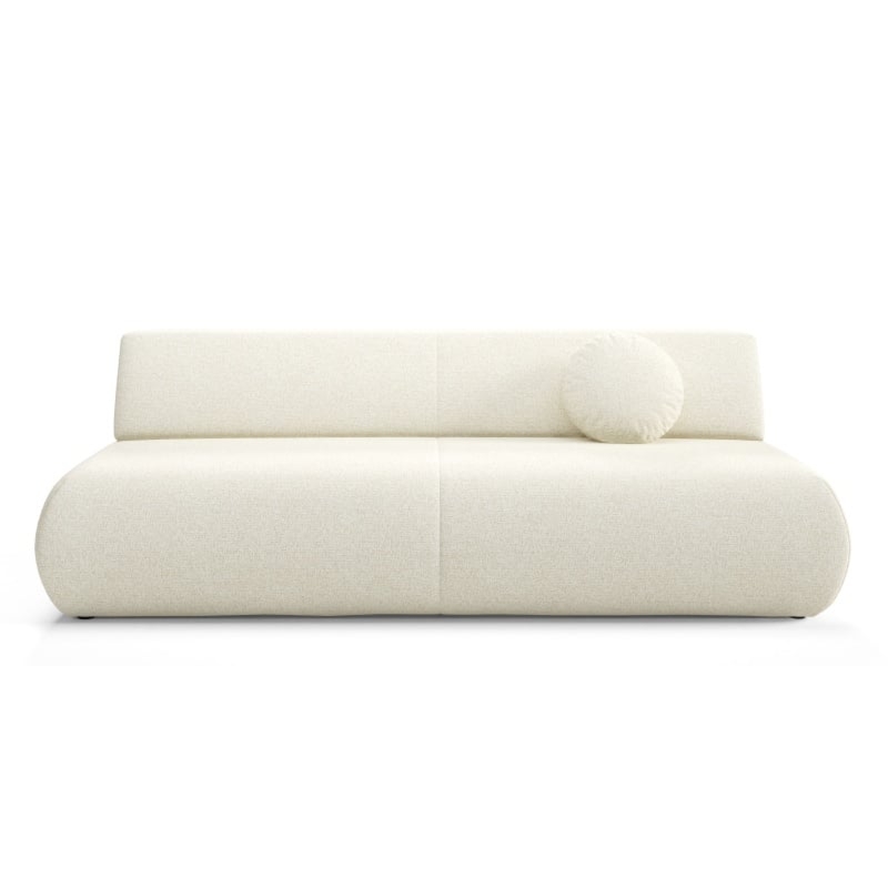 Sofa z funkcją spania i pojemnikiem Puente, jasnobeżowy melanż, obłe kształty
