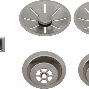 BLANCO Zestaw elementów stalowych w kolorze satin platinum, do armatury przelewowo-odpływowej InFino, do dwóch komór
