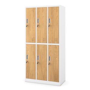Szafka pracownicza socjalna biała/złoty dąb: Eco Design 6-drzwiowa IGOR