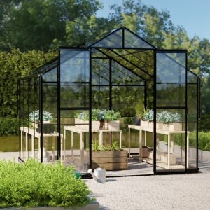Szklarnia ogrodowa ProGlass Classic Compact 7,7 m² z fundamentem, szkło hartowane 4 mm, aluminium, czarna