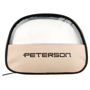 Beżowo-czarna kosmetyczka z tkaniny syntetycznej z przezroczystym panelem - Peterson