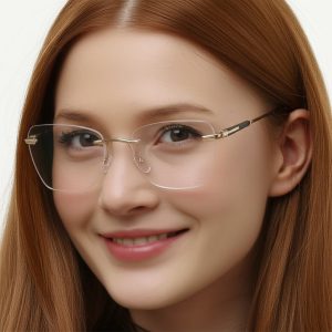 Bezramkowe oprawki korekcyjne okulary zerówki patentki na teleskopach 871A złoty/brązowy