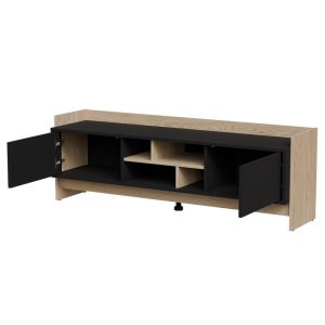 Szafka RTV dąb cremona / czarna mat 150 cm Monolit
