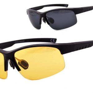 Okulary z dwoma soczewkami polaryzacyjnymi czarna i żółta - drs-55c1
