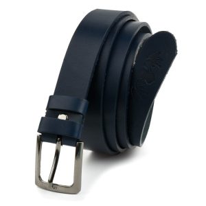 Beltimore skórzany licowy wąski pasek męski granatowy nadwymiar A80 : Kolory - granatowy, Rozmiar pasków - r.120-135 cm