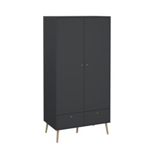 Szafa dwudrzwiowa z szufladami szara mat 99 x 200 cm Bodo