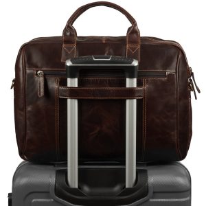Torba męska skórzana na ramię laptopa duża ciemno-brązowa biznesowa Beltimore N01